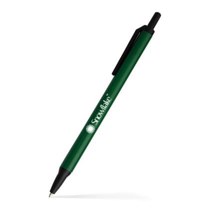 Custom Full Color Amber Click Pen - Green with Black