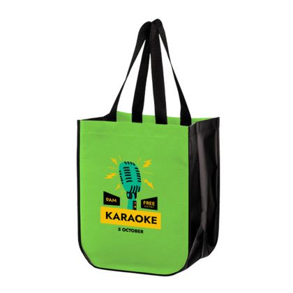 Custom Matte Laminated Designer Tote Bag - Full Color - Lime Green Custom Matte Laminated Designer Tote Bag - Full Color - Lime Green