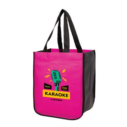 Custom Matte Laminated Designer Tote Bag - Full Color - Pink Custom Matte Laminated Designer Tote Bag - Full Color - Pink