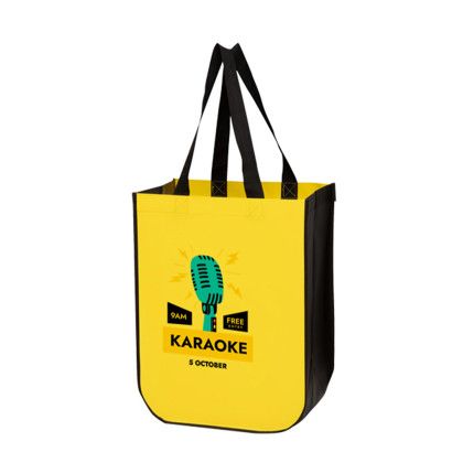 Custom Matte Laminated Designer Tote Bag - Full Color - Yellow Custom Matte Laminated Designer Tote Bag - Full Color - Yellow