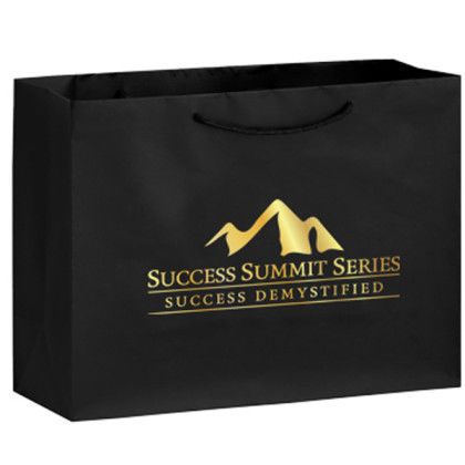 Custom Foil Stamp 16 x 12 Matte Laminate Euro Tote with Gusset - Black