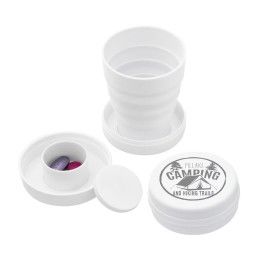 Custom 3 1/2 oz Collapsible Cup w/Pillbox - White 