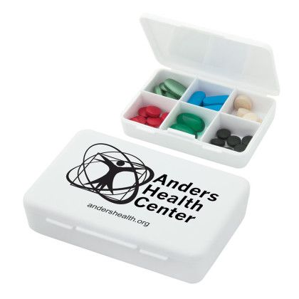 Custom 6 Compartment Pillbox - White 