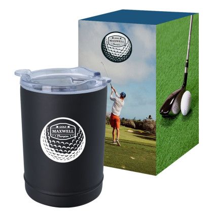 Custom 2-In-1 Copper Insulated Beverage Holder And Tumbler With Custom Box  - Black With Box 