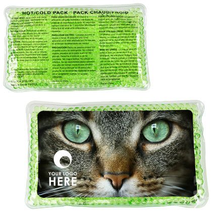 Custom Cat Eyes Large Rectangle Aqua Pearls Hot/Cold Pack - Green 