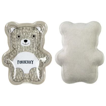 Custom Plush Bear Aqua Pearls Hot/Cold Pack - Gray 
