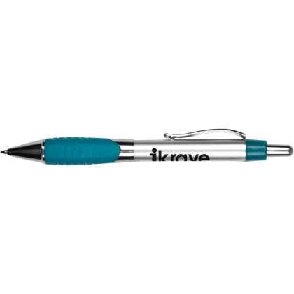 Custom Wolverine Metallic Gripper Pen - Silver Light Blue - Process Blue Custom Wolverine Metallic Gripper Pen - Silver Light Blue - Process Blue