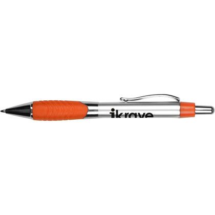 Custom Wolverine Metallic Gripper Pen - Silver Orange Custom Wolverine Metallic Gripper Pen - Silver Orange