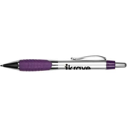 Custom Wolverine Metallic Gripper Pen - Silver Purple Custom Wolverine Metallic Gripper Pen - Silver Purple