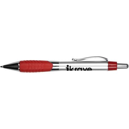 Custom Wolverine Metallic Gripper Pen - Silver Red Custom Wolverine Metallic Gripper Pen - Silver Red