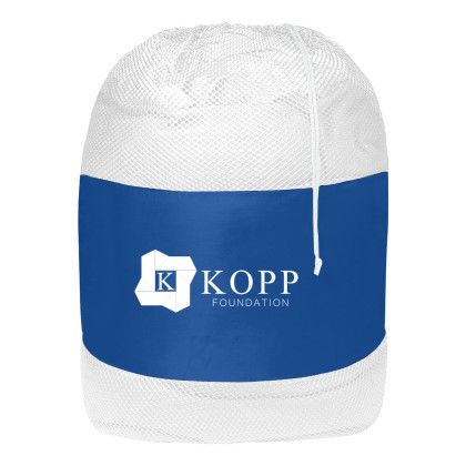 Custom Mesh Laundry Bag - White With Royal Blue 