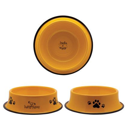 Custom Galvanized Steel Pet Bowl - Yellow
