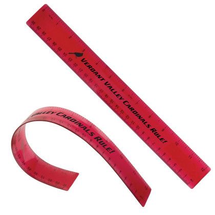 Custom 12" Flexible Ruler - Translucent red