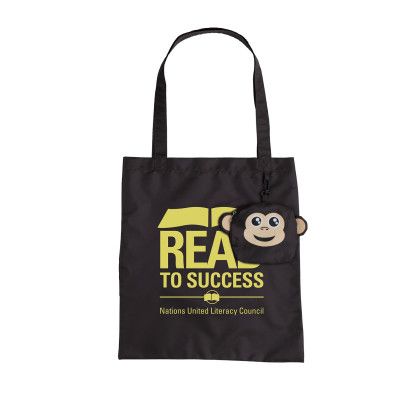 Custom Paws N Claws Foldable Tote with Hanging Pouch - Monkey