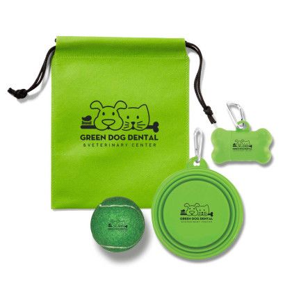 Custom Pet Kit in Drawstring Pouch - Green