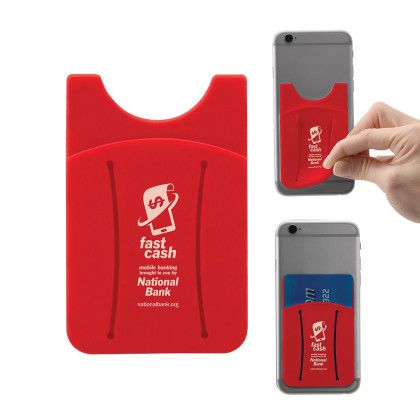 Custom Finger Grip Cell Phone Card Holder - Red