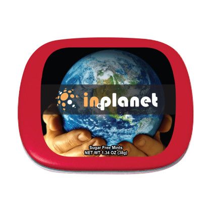 Hinged Mint Tin Promotional Custom Imprinted With Logo - Red