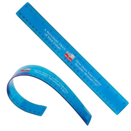 Custom 12" Flexible Ruler - Full Color - Translucent Blue 