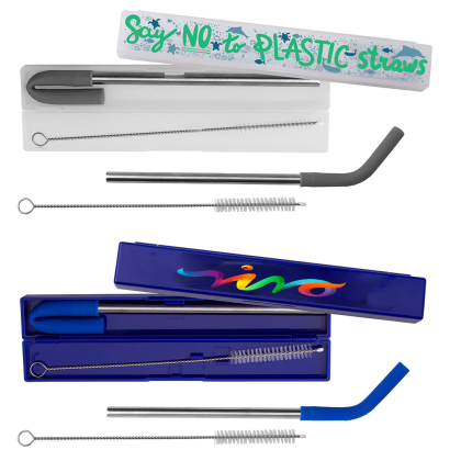 Custom Stainless Steel Metal Straw Set - Full Color - All Colors 