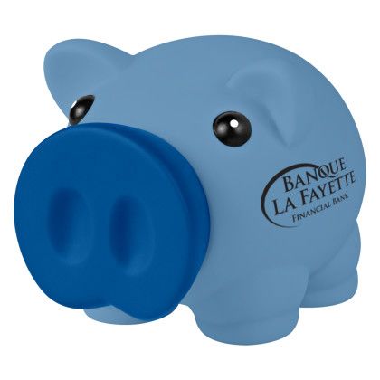 Custom Mini Prosperous Piggy Bank - Blue With Blue 