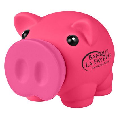 Custom Mini Prosperous Piggy Bank - Pink With Pink 