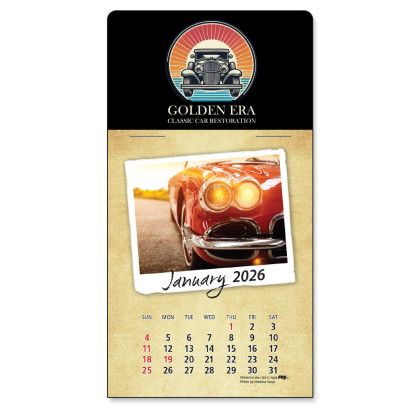 Custom Peel-N-Stick Classic Cars Calendar Pad with Full Color Imprint