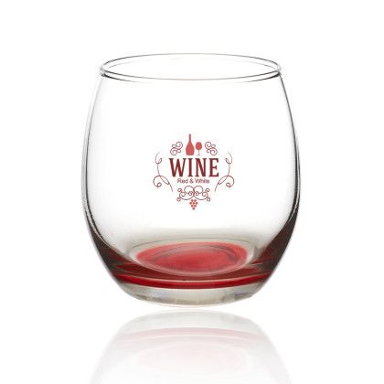 Custom 11.5 oz. Mikonos Stemless Wine Glasses | Wine Glasses with Logo - Red Custom 11.5 oz. Mikonos Stemless Wine Glasses | Wine Glasses with Logo - Red