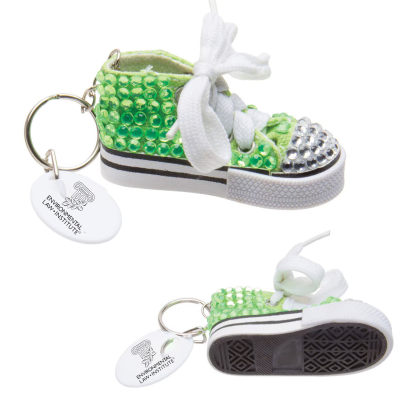 Custom Gym Shoe Bling Keytag - Green/White 