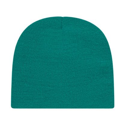 Logo Embroidered Custom Solid Knit Beanies - Teal