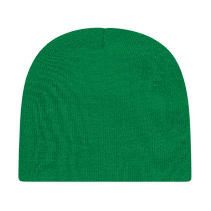 Logo Embroidered Custom Solid Knit Beanies - Kelly green