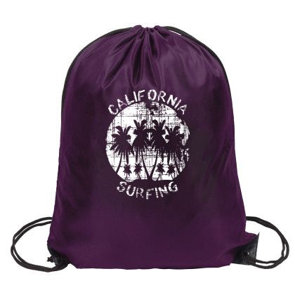 Custom 210D Drawstring Backpack - Purple