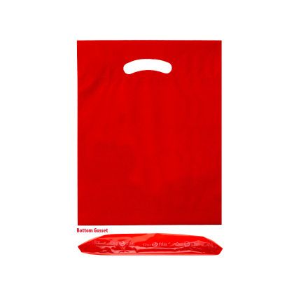 Custom Biodegradable Fold Over Die Cut Bag - 12 x 16 - Red