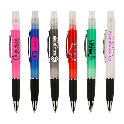 Custom Translucent 2-in-1 Pen with Hand Sanitizer - All Colors 