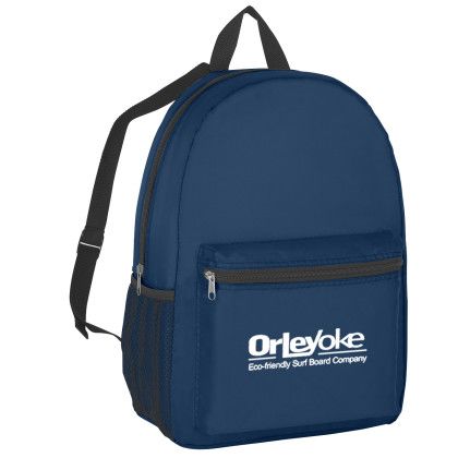 Custom Budget Backpack - Polyester - Navy Blue 