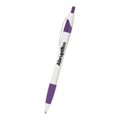 Custom Easy Pen Promotional Custom Imprinted With Logo - White with Purple