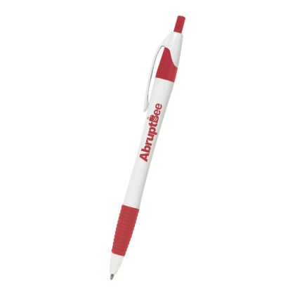 Custom Easy Pen Promotional Custom Imprinted With Logo - White with Red