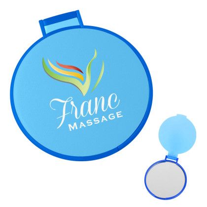 Custom Round Mirror - 2 1/4" - Translucent Blue Custom Round Mirror - 2 1/4" - Translucent Blue