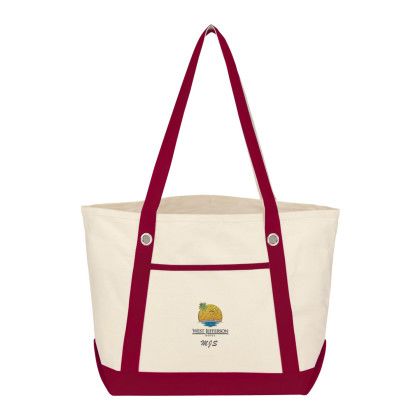 Custom Medium Cotton Canvas Sailing Tote - Maroon