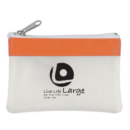 Custom Zippered Coin Pouch - 4 1/2" x 3"  - Orange