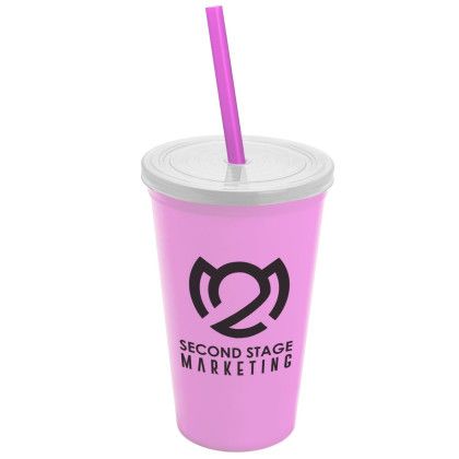 Custom Tumbler with Lid & Straw Mix and Match Colors - Awarness pink 