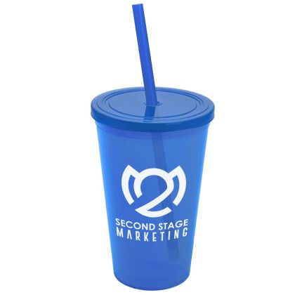 Custom Tumbler with Lid & Straw Mix and Match Colors - Translucent Blue