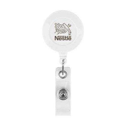 Custom Round Retractable Badge Holder - 30" - White