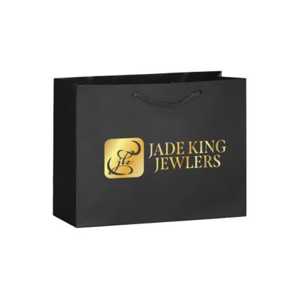 Custom Foil Stamp 13 x 10 Gloss Laminate Euro Tote with Gusset - Black Custom Foil Stamp 13 x 10 Gloss Laminate Euro Tote with Gusset - Black