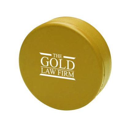 Custom Hockey Puck Stress Reliever - Gold Custom Hockey Puck Stress Reliever - Gold