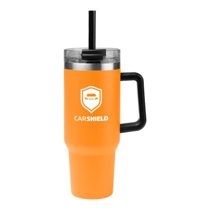 Orange Promotional Intrepid 40 oz Stainless Steel Tumbler | Logo Travel Mugs Orange Promotional Intrepid 40 oz Stainless Steel Tumbler | Logo Travel Mugs