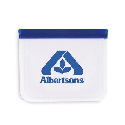 Printed Logo Reusable PEVA Lunch Pouch - Resealable - Navy