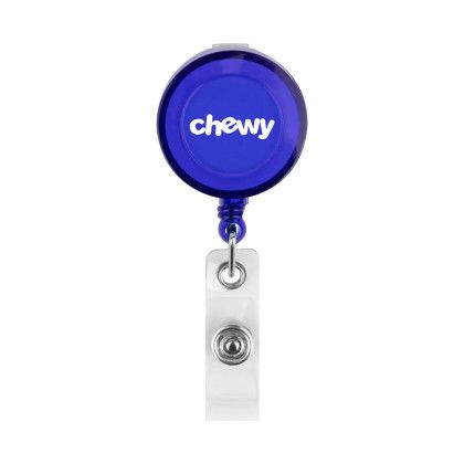 Custom Round Retractable Badge Holder - 30" - Translucent Blue Custom Round Retractable Badge Holder - 30" - Translucent Blue