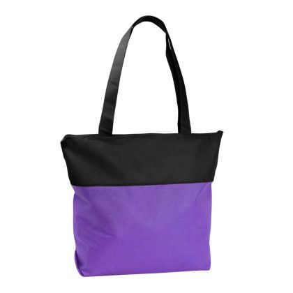 Custom Poly Pro Two-Tone Zippered Tote - Black/purple