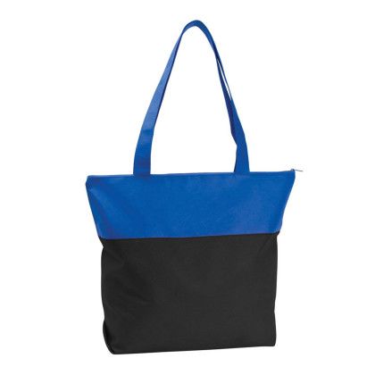 Custom Poly Pro Two-Tone Zippered Tote - Royal/black
