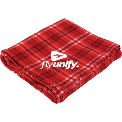 Custom Plaid Fleece Blanket - Red